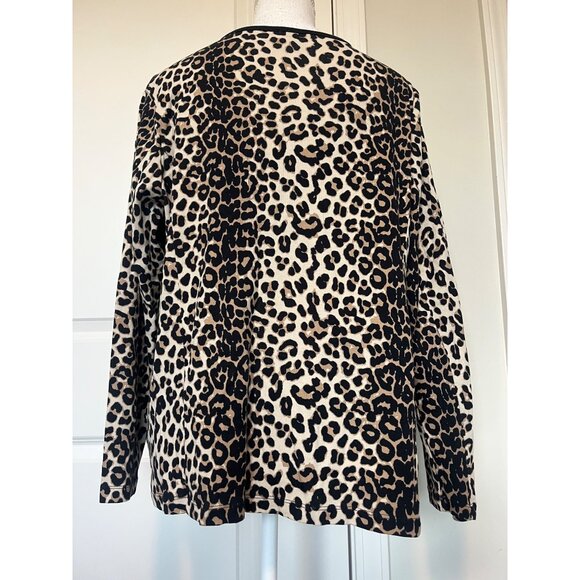 Rafaella Womens Leopard Print Zip-Up Lightweight Cotton Jacket Size 2X Animal - Picture 2 of 8